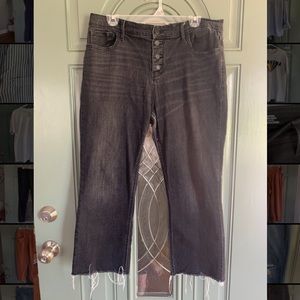 High rise button fly cropped jeans